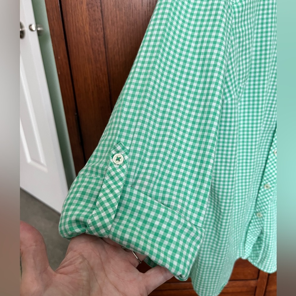 Talbots Green Gingham Shirt Size Medium - Picture 5 of 5